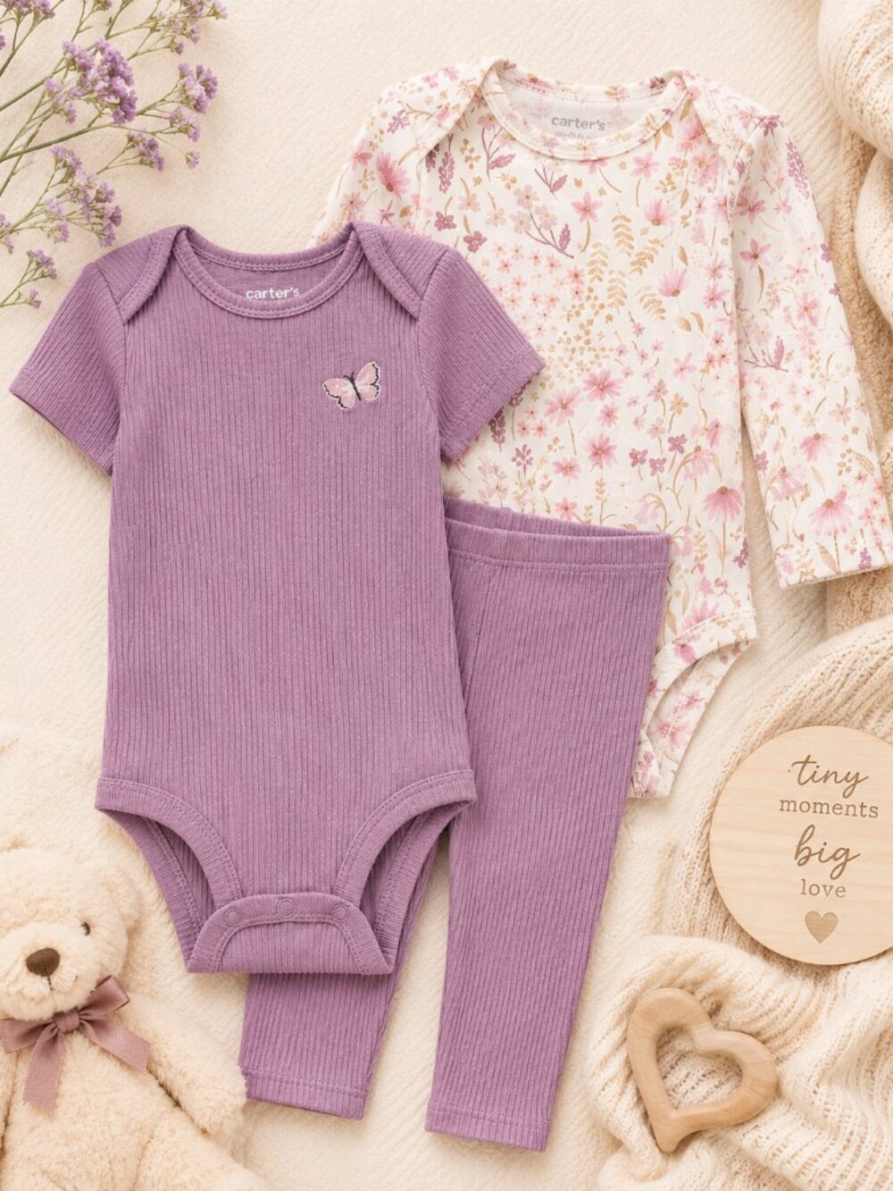 Carter’s Just One You® Baby Girls’ 3-Piece Floral Bodysuit Set - Sizes NB - 18 M